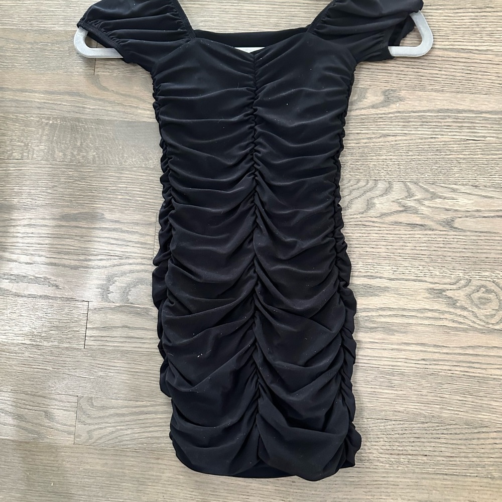 Adorable Black Ruched Dress